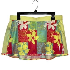 Brooks Skort Yellow Red Floral Pattern Size XL Tennis Golf Pickleball